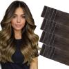 GOO GOO Invisi Edge Tape in Hair Extensions Human Hair, 1D/2C/4E Chocolate Dip Color Melt 20pcs 22inch 50g, Virgin Remy Hair, Seamless Injected Tape, Natural Look view 1