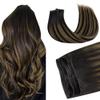 GOO GOO Genius Weft Hair Extensions Human Hair, Sew In Hair Extensions Rooted Remy Weft, 1B/6/1B Balayage Natural Black to Chestnut Brown 20inch 120g, Hand Tied Weft Hair Extensions view 1