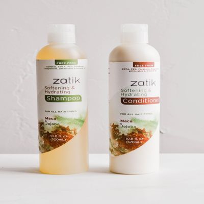 Zatik Naturals - Softening & Hydrating Shampoo + Conditioner Set - with Maca and Jojoba for all Hair, Vegan, Biodegradable, pH Balanced, Free From Sulfates, 10.8 fl oz (One of Each)