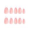 24Pcs White French Tip Press on Nails Medium Almond Fake Nails with Pearl Glossy Designs Nail Art Supplies Nude Pink False Nails Stick on Nails for Women Girls Acrylic Nail Manicure Salon Decorations view 4