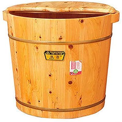 Foot tub Solid Wood Foot Bath Barrel Pedicure Basin with Cover Binaural Foot Washing Bucket Household Heightening 36cm high