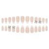 CEWEWP Medium Press on Nails Almond False Nails White French Tip Fake Nails Silver Bow Tie Pearl Glue on Nails Artificial Acrylic Nails 24Pcs Full Cover Reusable Coffin Nails Stick on Nails for Women view 3