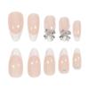 CEWEWP Medium Press on Nails Almond False Nails White French Tip Fake Nails Silver Bow Tie Pearl Glue on Nails Artificial Acrylic Nails 24Pcs Full Cover Reusable Coffin Nails Stick on Nails for Women view 4
