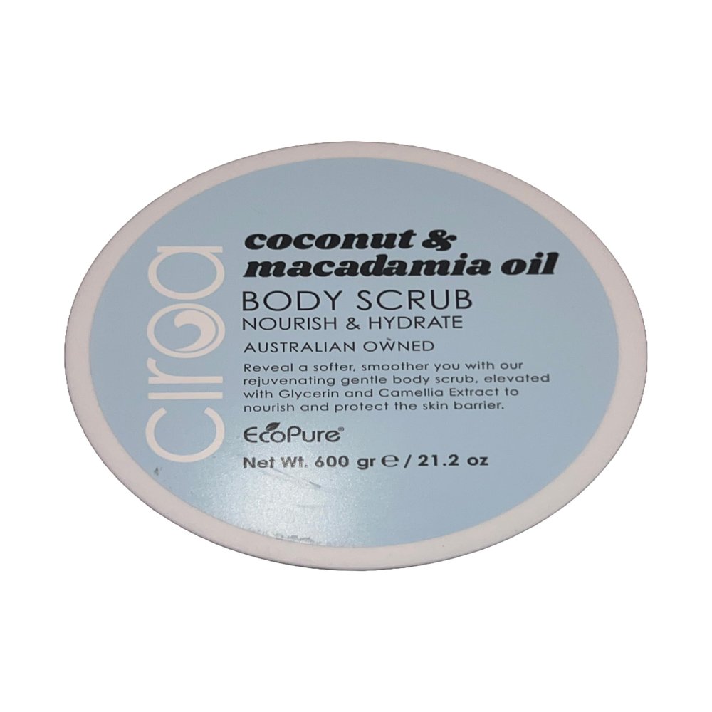 CIROA Coconut & Macadamia Oil Body Scrub. Nourish & Hydrate 21.2 oz
