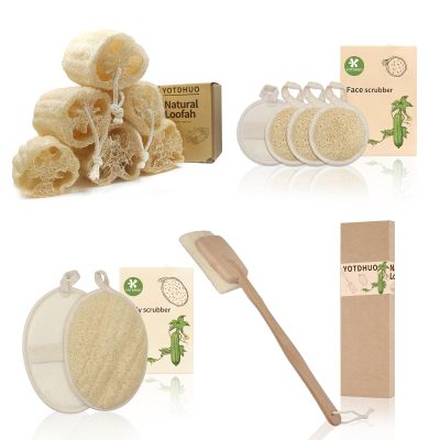 4.7 Natural Loofah(6pack) Loofah Brush(1pack) face Scrubber(4pack) Natural loofah pad(2 Pack)