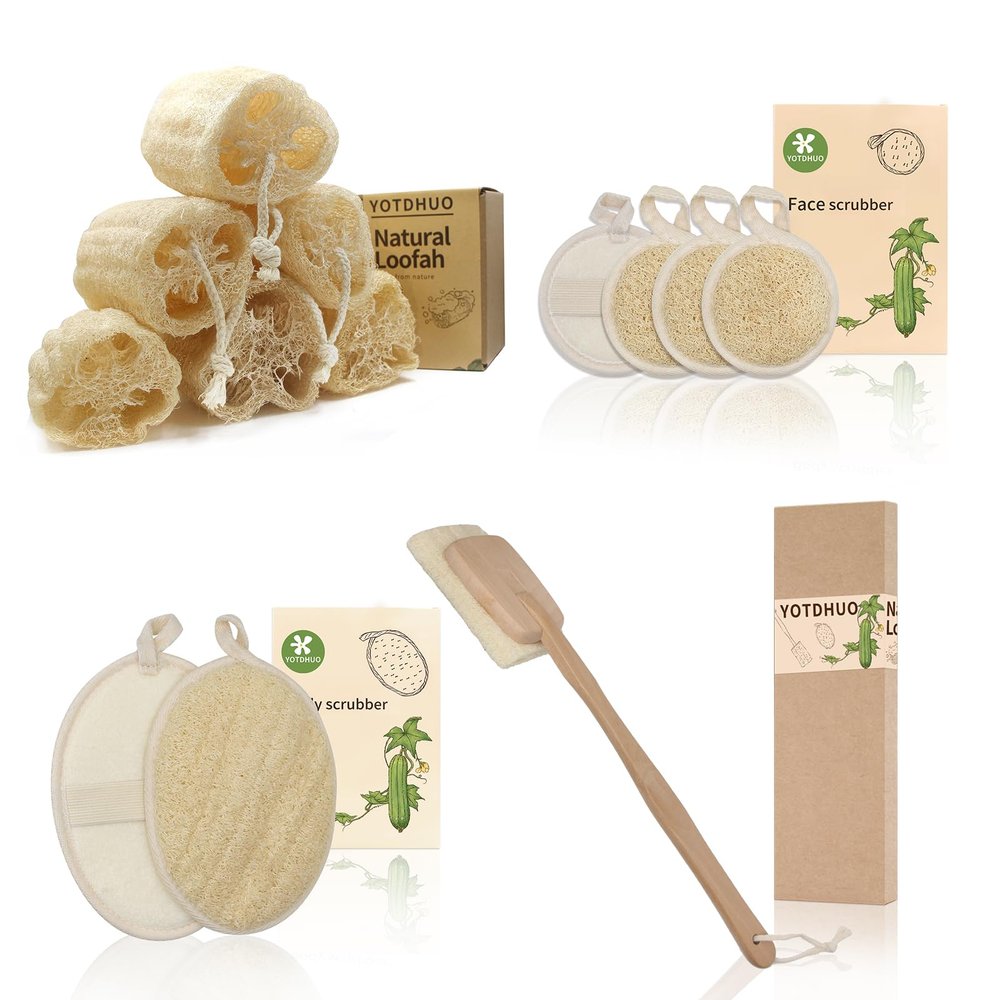 4.7 Natural Loofah(6pack) Loofah Brush(1pack) face Scrubber(4pack) Natural loofah pad(2 Pack)