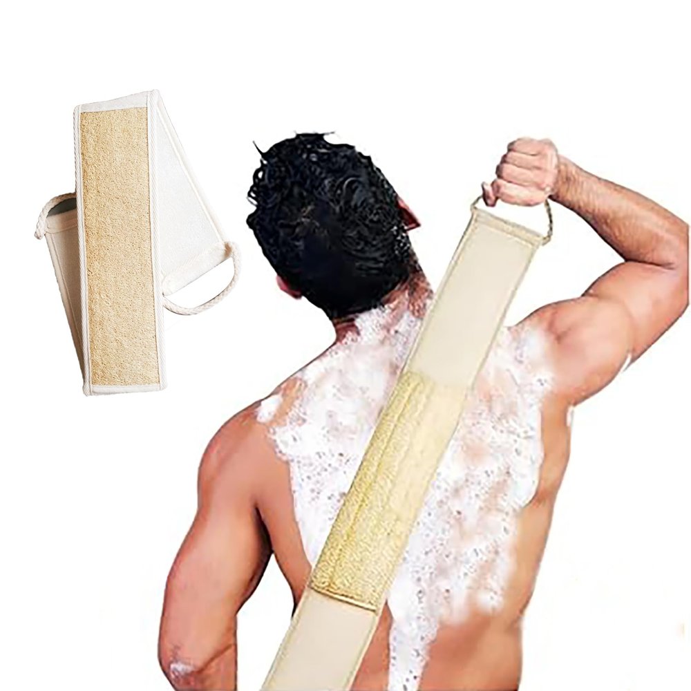 Natural Luffa & Terry Cloth Exfoliating Loofah Sponge Pads -, Body Scrubbers for & Bath Exfoliator for Women Men SPA Shower Luffa Scrubber to Clean Your Back Deeply Relax Your Body (1pcs)