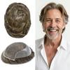 Toupee for Men Transparent French Lace Front Mens Toupee Real Human Hair Piece Mens Human Hair Toupee Black Brown Blonde Grey Hair Replacement Systems 7X9" #530 Medium Light Brown with 30% Gray view 1