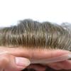 Toupee for Men Transparent French Lace Front Mens Toupee Real Human Hair Piece Mens Human Hair Toupee Black Brown Blonde Grey Hair Replacement Systems 7X9" #530 Medium Light Brown with 30% Gray view 4