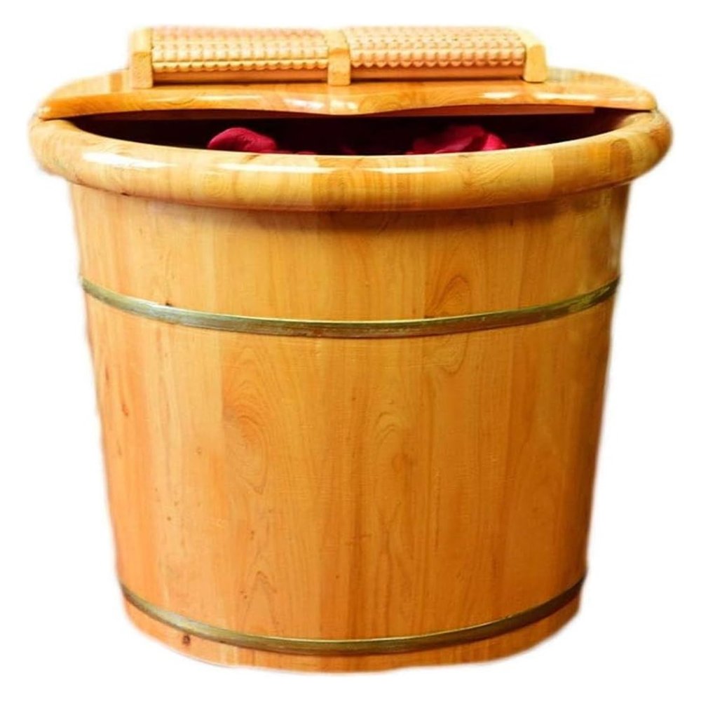 Wooden Foot Basin,Wood Foot Tub, Foot Tub Wooden Foot Basin Sauna Wooden Bucket,Foot and Leg Spa for Adults,Relax Pedicure Foot Bath,