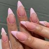 24Pcs Pink French Tip Press on Nails Medium CEWEWP Almond Fake Nails with Pearl Glossy Designs Full Cover Nude Pink False Nails Stick on Nails for Women Girls Acrylic Nail Manicure Salon Decorations view 1