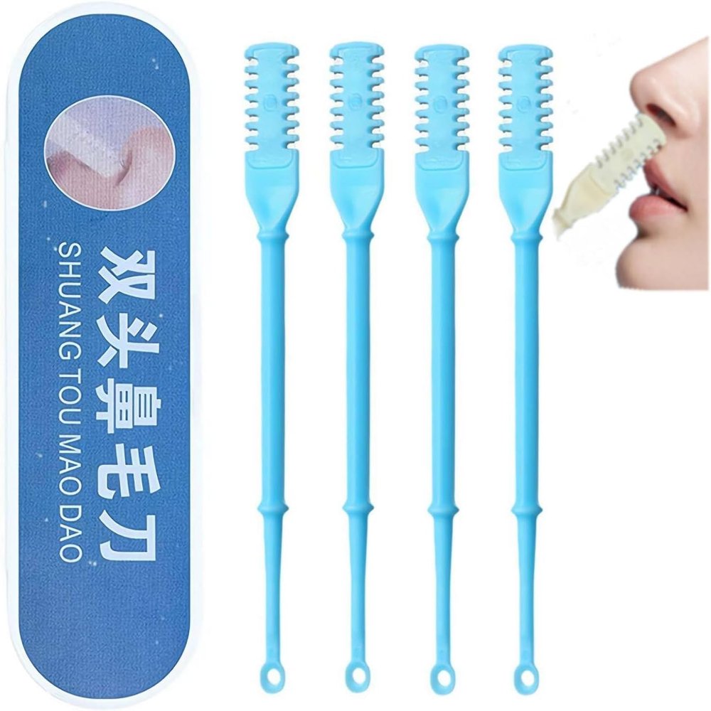 2-in-1 Nasal Hair Cutter, Double Sided Nose Hair Knife, Nose and Ear Trimmer for Men, Portable Manual 360 Rotating Nose Hair Trimmer, Nostril Hair Remover Tool with Ear Picker for Women Men