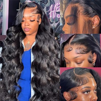 34 Inch Body Wave Lace Front Wigs Human Hair 13x6 Lace Front Wigs for Black Women 180% Density HD Transparent Lace Frontal Wig for Women Glueless Wigs Human Hair Pre Plucked Lace Wigs for Women