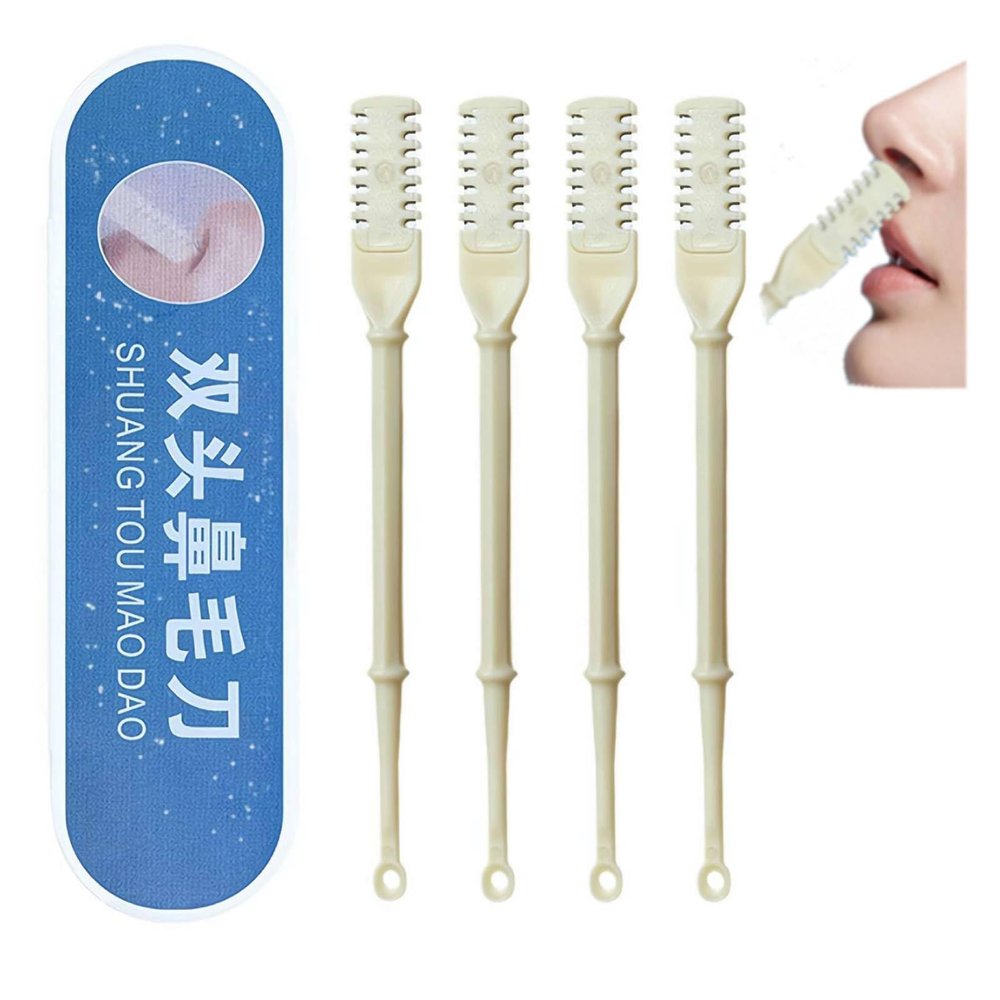2-in-1 Nasal Hair Cutter, Double Sided Nose Hair Knife, Nose and Ear Trimmer for Men, Portable Manual 360 Rotating Nose Hair Trimmer, Nostril Hair Remover Tool with Ear Picker for Women Men