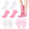Moisturizing Gloves, 4 Pairs Silicone Moisturizing Gloves & Socks Set Spa Socks and Gloves Hands Feet Skin Care High Elasticity Reusable Gloves and Socks for Foot Hand Softening, Dry Cracked view 1