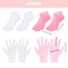 Moisturizing Gloves, 4 Pairs Silicone Moisturizing Gloves & Socks Set Spa Socks and Gloves Hands Feet Skin Care High Elasticity Reusable Gloves and Socks for Foot Hand Softening, Dry Cracked view 2