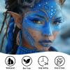 BOBISUKA Halloween Face Paint Kit - Black, White, Blue + Body Glitter Gel + Face Gems - Professional Washable Body Paint for SFX, Cosplay, Party, Stage Performance Makeup view 4