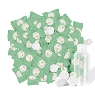 Fancyou Disposable Face Towel for Travel 300 Pcs, Thicken Compressed Towels, Compact Mini Coin Tissue Eco-Friendly Clean Cotton Washcloths, Portable Facial Towels for Beauty Gym Home Use (Green)