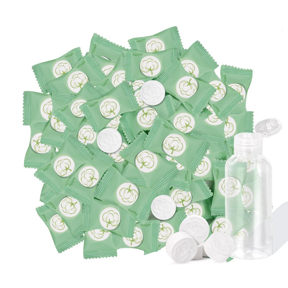 Fancyou Disposable Face Towel for Travel 300 Pcs, Thicken Compressed Towels, Compact Mini Coin Tissue Eco-Friendly Clean Cotton Washcloths, Portable Facial Towels for Beauty Gym Home Use (Green)