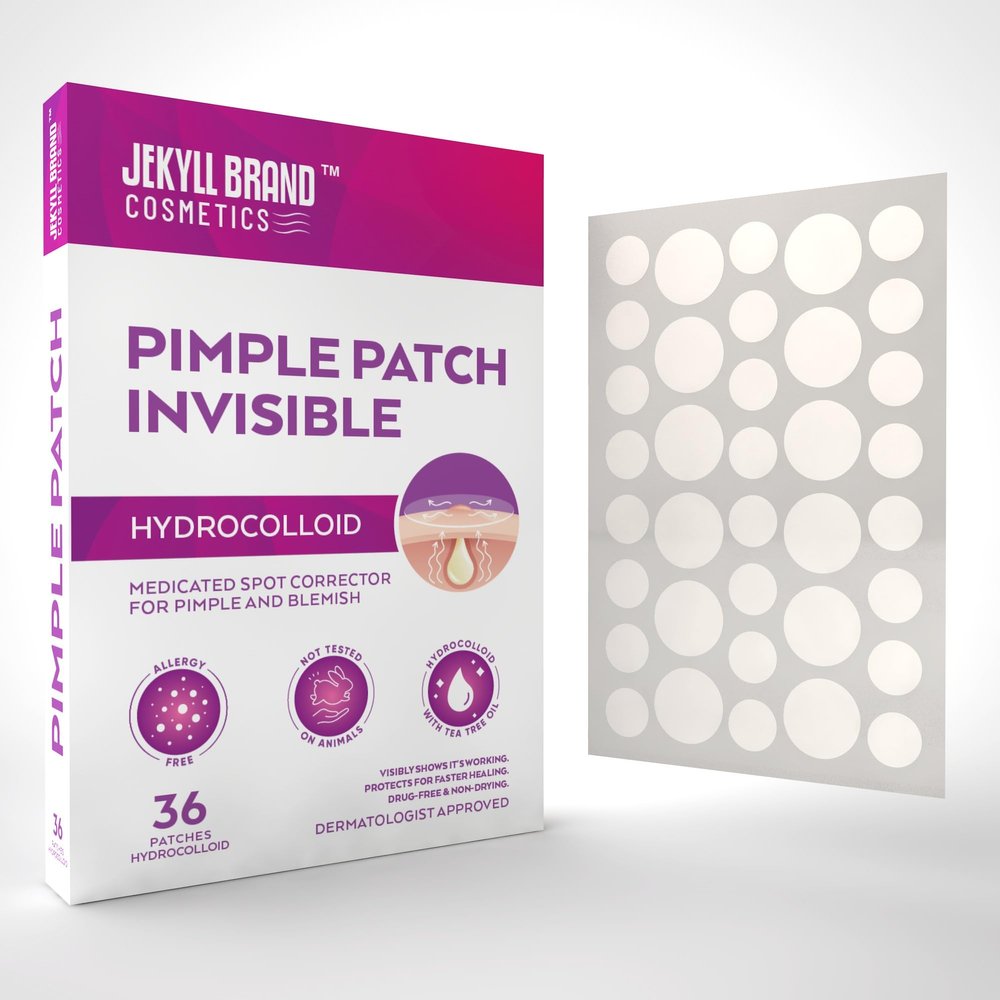 Premium Pimple Patch (36 counts) | Jekyll Brand Cosemtics | Hydrocolloid | Invisible | Acne Patch for Covering Zits and Blemishes | Sterile Spot Patches for Face and Skin | Dermatologist Approve