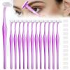 Thinp Eyebrow Razor - 12 Mini Portable Stainless Steel T Shape Shavers for Women's Eyebrow Trimmer WITH Cover (Purple) view 1