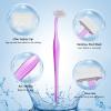 Thinp Eyebrow Razor - 12 Mini Portable Stainless Steel T Shape Shavers for Women's Eyebrow Trimmer WITH Cover (Purple) view 2