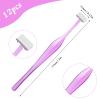 Thinp Eyebrow Razor - 12 Mini Portable Stainless Steel T Shape Shavers for Women's Eyebrow Trimmer WITH Cover (Purple) view 3