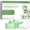Fancyou Compressed Towel Tablets Thicken, 20 Pack Disposable Face Towel, Individually Wrapped Reusable Washcloths, Compact Clean Towels Mini Portable for Travel Guests Baby Dog Camping Beauty(Green) view 1