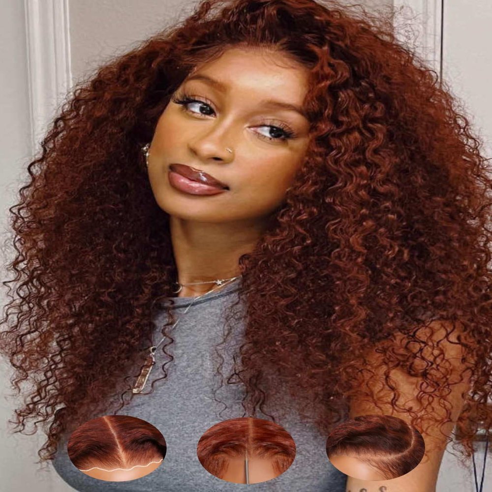 Beauty Forever Curly Glueless Wigs Human Hair 7X5 Pre-Everything Bye Bye Knots Wear and Go Drawstring Wig with Reddish Brown,Pre Plucked Pre Cut HD Lace Curly Wig for Women 33B 150% Density 16inch