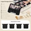 Faquenc Leather Makeup Case with LED Lighted Mirror 11.4 Inch Travel Makeup Bag Adjustable Brightness in 3 Colors Cosmetic Organizer Artist Storage Bag with Dividers Brush Holder Bag Vanity White view 3