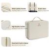 Faquenc Leather Makeup Case with LED Lighted Mirror 11.4 Inch Travel Makeup Bag Adjustable Brightness in 3 Colors Cosmetic Organizer Artist Storage Bag with Dividers Brush Holder Bag Vanity White view 4