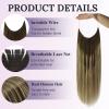 Fshine Invisible Wire Extensions 18 Inch Balayage Dark Brown to Ash Brown Mix Blonde Secret Wire Hair with Adjustable Fish Line Straight One Hairpiece Natural Add Volume 86 G view 2