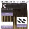 Fshine Invisible Wire Extensions 18 Inch Balayage Dark Brown to Ash Brown Mix Blonde Secret Wire Hair with Adjustable Fish Line Straight One Hairpiece Natural Add Volume 86 G view 4