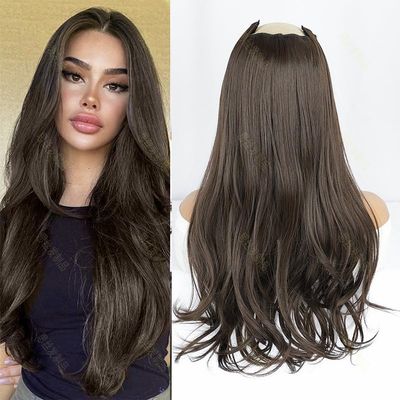 18inch Hair Pad Add Volume Hairpiece Fluffy Hair Extension for Woman for Hair Loss Synthetic Hair (18/613#natural color)