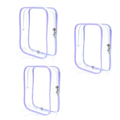 CALYGO Packing Cubes Quart Size Travel Bag Tsa Approved Clear Toiletry Bag Small European International Must Haves Long Flight Airplane Essentials (3, Purple)