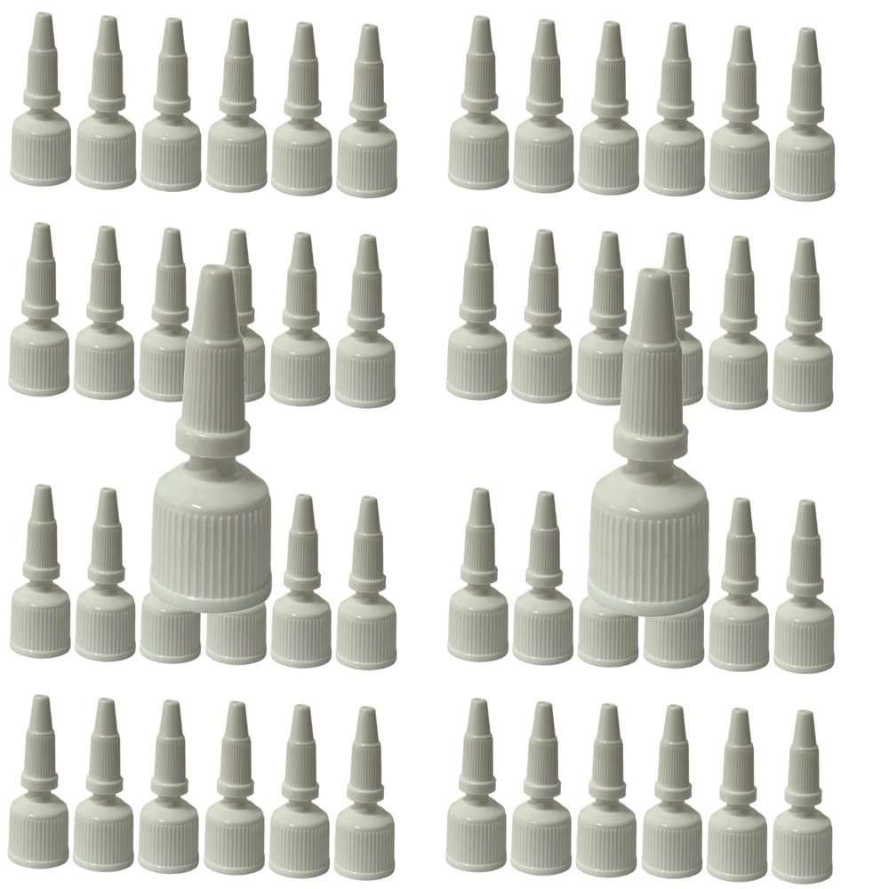 100 pack 20-410 White Fine Ribbed Twist Open & Close Dispensing Closure (.118" Orifice) PE Foam Gasket Caps- Durable Dispensing Lids for Shampoo, Lotion, Conditioners & Creams