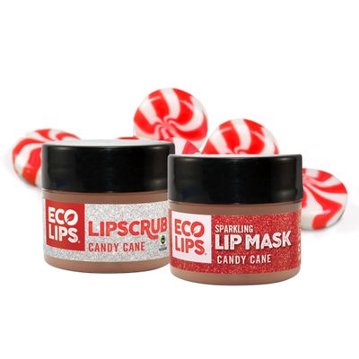 Vanilla Mint Candy Cane Lip Scrub & Lip Mask Duo  Natural Exfoliating Lip Scrub + Nourishing Sparkling Lip Mask, Winter Lip Care Set, Perfect Stocking Stuffer Gift, 2 count 0.25 oz.