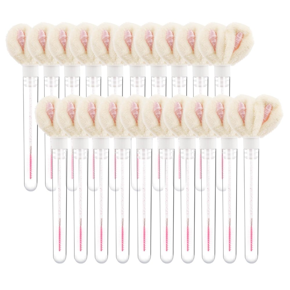 20 PCS Disposable Mascara Wand Tube Sets Tube Rabbit Ear Lash Spoolies For Eyelash Extensions Mascara Brush Disposable Empaty Eyebrow Brush Applicators Makeup Tool (Style#4)