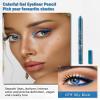 Sky Blue Eyeliner Pencil Gel, Sharpenable Multi-Use Colorful Eyeliner Waterline Waterproof Smudge-Proof Long Stay, High Pigmented Shimmer Cream Eye Liner Pen with Sharpener, Safe for Sensitive Eyes-07 view 2