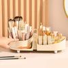 Hoement Rotating Makeup Brush Holder Capacity Cosmetic Organizer for Vanity Skincare Storage Rack Easy for Makeup Products view 4