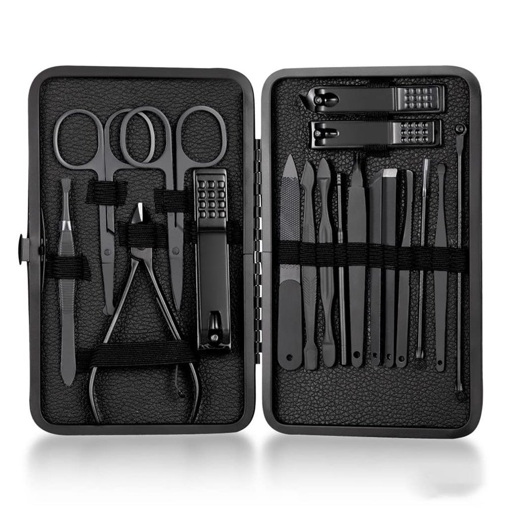 LLLSSS 18 Pcs Manicure Cutters Nail Clipper Set Household Stainless Steel Clippers Pedicure Scissors Tool