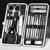 LLLSSS 18pcs Nail Art Manicure Tools Set Stainless Steel Nails Clippers Scissors Tweezer Utility Manicure Nail Clipper Kit(Blue) view 3