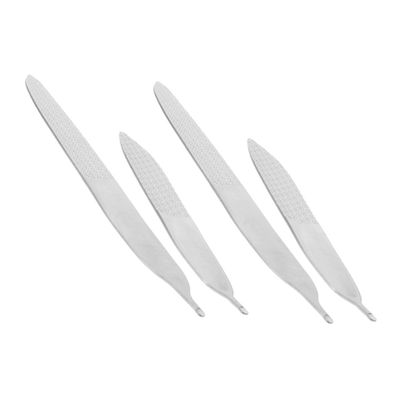 SKISUNO 4pcs Stainless Steel Nail Files Plume Shape Reusable Manicure Tools for Natural Nails Dual-Sided Diamond Grit for Home and Salon Use Durable for All