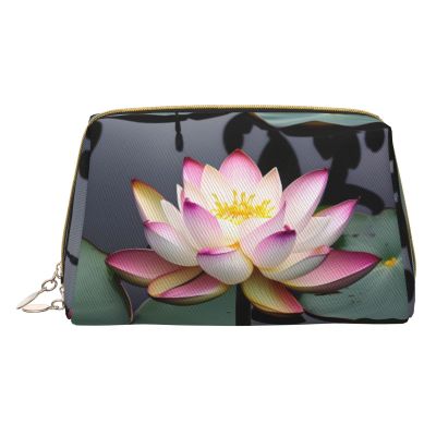 DRTGEDS Lotus Flower White Travel Toiletry Bag,Makeup Bag For Purse Travel Makeup Pouch Mini Cosmetic Bag For Women