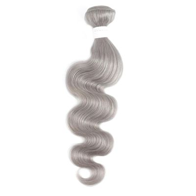 Bundles 1PC Silver Grey Human Hair Bundles 100% Remy Hair Bundles Brazilian 9A Human Hair Bundles Weave Extension 8-26inch Hair Weft(Body Wave,14inches 1 bundle)