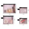 4-Piece Heart Printed Mesh Makeup Bag Set, Portable Travel Mesh Cosmetic Bags Toiletry Bags Makeup Purse Bags, Zipper Storage Pouches for Home Offices Travel Accessories (Pink) view 2