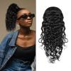 100% Human Hair Curly Drawstring Ponytail extension Water Wave, 12 inch 1B Natural Black Color, Afro Ponytail Brazilian Kinky Real Hair Ponytail Extensions For Black Women view 1