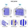 Personalized Clear Toiletry Bag for Women Blue Stripe Custom Name Clear Cosmetic Bag for WomenCustomized Birthday, Anniversary, Bridesmaid, Christmas, Wedding GiftWomen Waterproof Makeup Bag Gift view 4