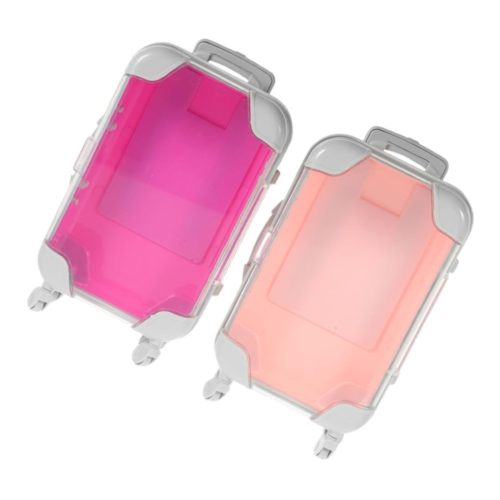 Beatifufu 2pcs Hard Shell Makeup Travel Case Pink Makeup Organizer False Eyelashes Storage Suitcase