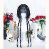 TEDPRBGE Women Long Straight Wig Hime Cut Wig Highlight Ombre Wigs with Bang Sweet Lolita Princess Wigs for Daily Party (Black Blue-braid) view 2